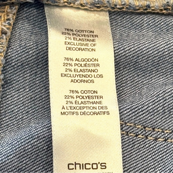 Chico’s 0.5(6) Platinum Denim Collection
Sequin/Floral Embroidery Skimmer Jean - Picture 8 of 9